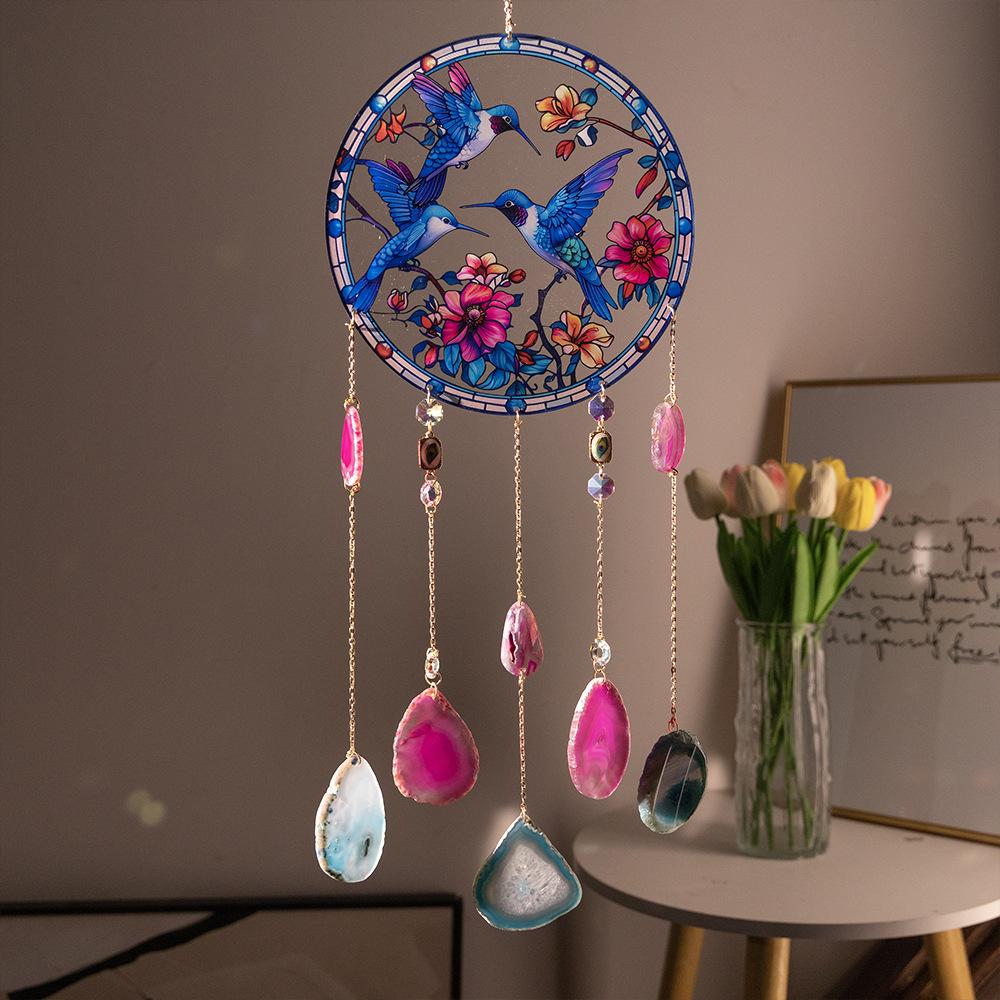 New Sunshine Catcher Acrylic Dream Catcher Pendant Natural Agate Sheet Tree of Life Dream Catcher Ornament