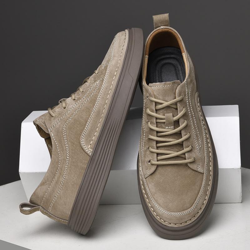 Men's shoes casual board shoes men's sports casual shoes breathable matte suede pigskin shallow mouth round head daily versatile shoes