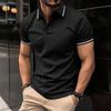 T-shirt Moda Estiva Uomo Bottoni Collo a Coste Polo Sportiva Top