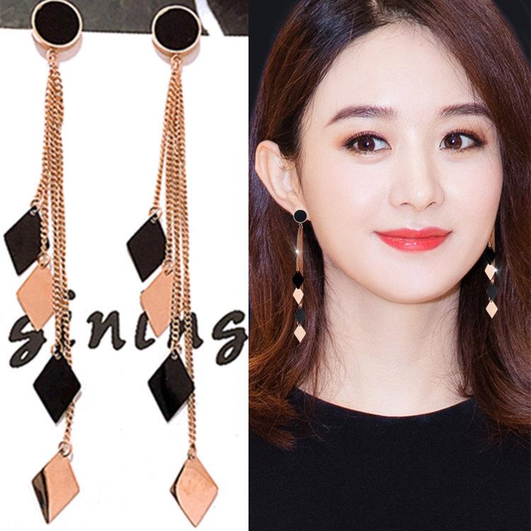 

Rose Gold Geometric Tassel Stud Earrings - Titanium Steel розового золота