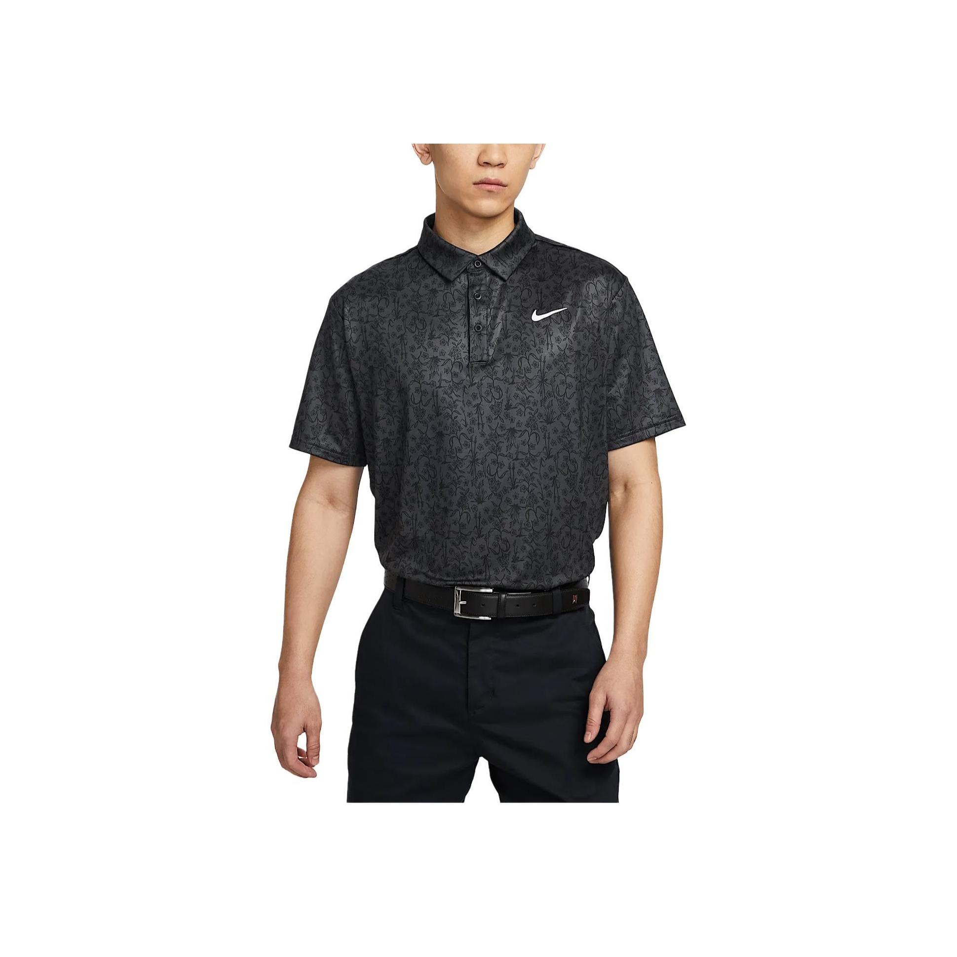 Nike Dri-Fit Tour Quick-Dry Golf Pullover Printed Short Sleeve T-Shirt Men Tops Coal-Black White HM5795-060 M