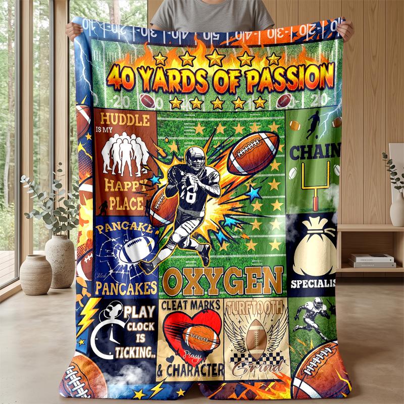 Football Passion Poster Theme blanket Lightweight Warm Flannel Blanket Decorative Throw Blanket for Home Decoration
