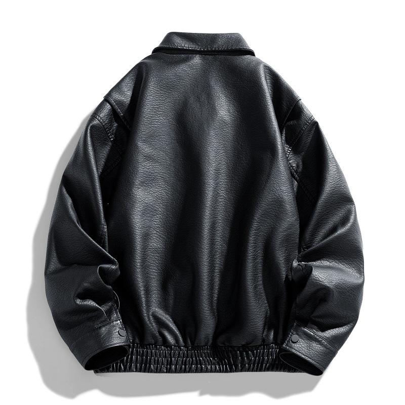 Spring new men's leather jacket slim lapel windproof casual fashion leather jacket men