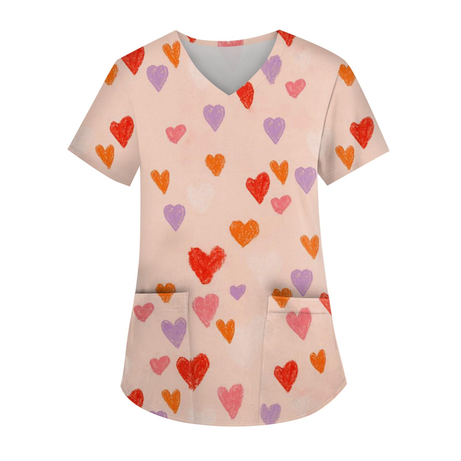 

Женская мода с v-образным вырезом, короткими рукавами и карманами, топы с принтом XXXXXL