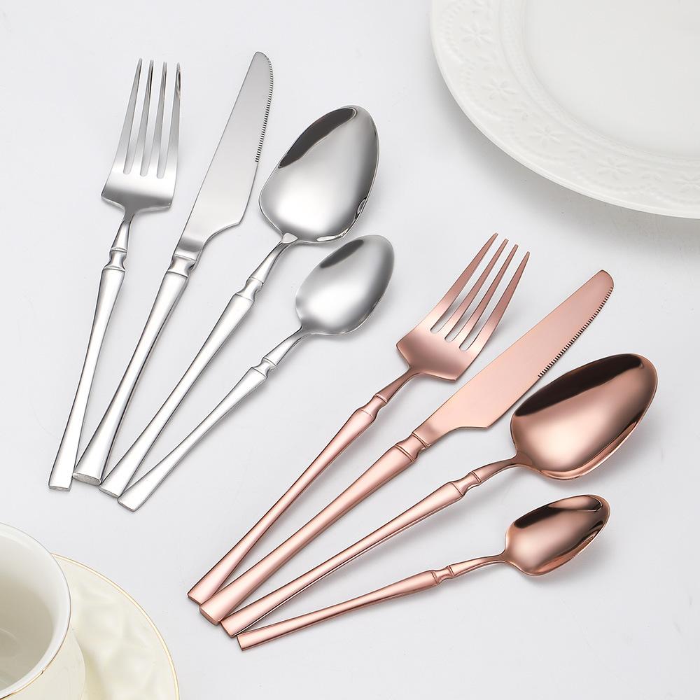 Stainless Steel Tableware 24-piece Set Small Waist Family Western Food Steak Knife, Fork and Spoon Set