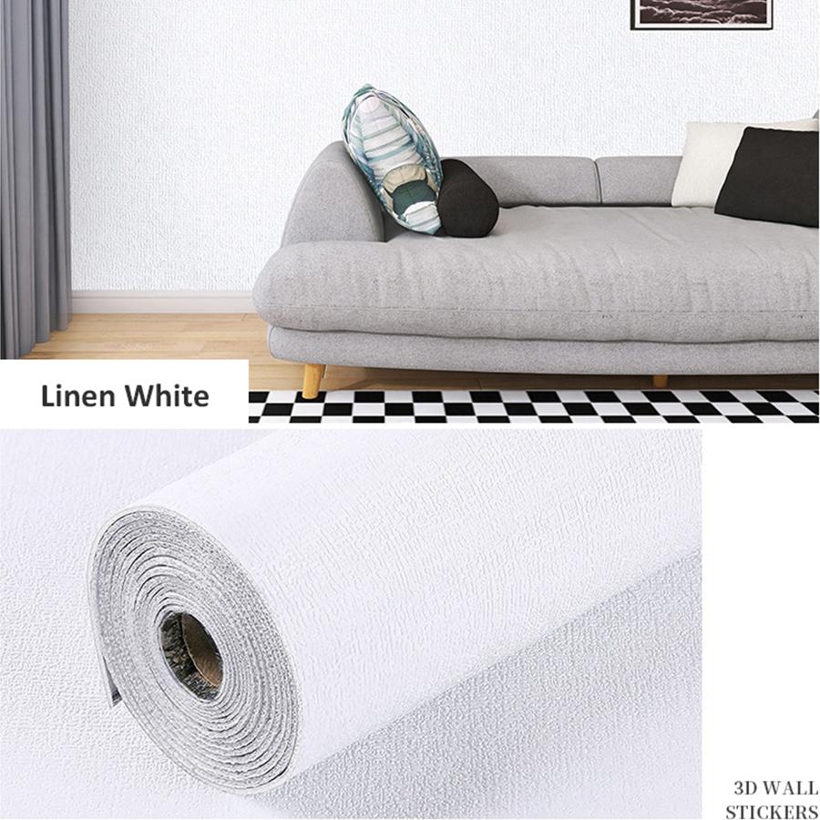 Self-Adhesive Imitation Linen Wallpaper Moisture-Proof Mould-Proof for Living Room Bedroom Renovation Background Wall Decor