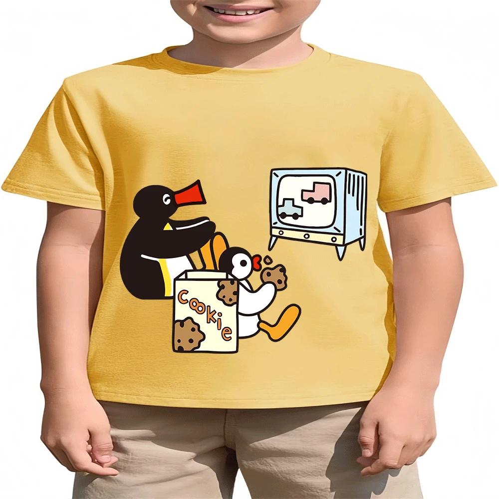 

Summer New Fashion Boys and Girls Penguin Cartoon Print T-Shirt Hot Selling for Children 100