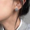 Elegant Zircon Grey Pearl Round Stud Earrings - Stylish, Light Luxury Design for Women