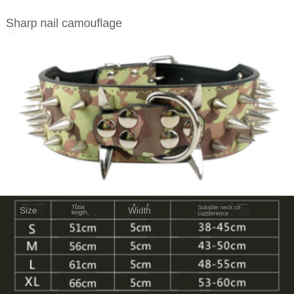 Wide Luxurious Leather Dog Collar Sharp Spike Studded Dog Collars for Rottweiler Pitbull Large X-Large Training Dogs