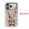 Charming Vintage Rose Floral Bunny Art Print Film Aesthetic Protective Shockproof Bumper Phone Case Cover For iPhone 14 15 16 17 Pro Max Plus