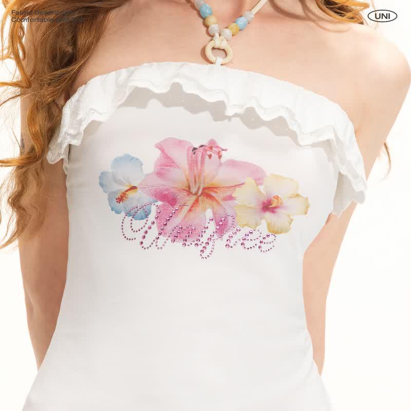UNIFREE Floral Lace Halter Camisole Top