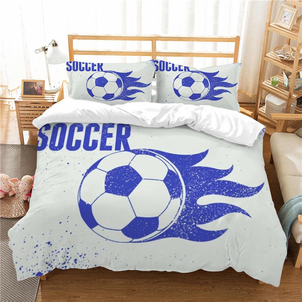 3D Soccer Print Bed Suit Bedding Quilt Cover Home Bedclothes Kids Gift Microfiber Comforter Breathable Duvet Cover