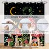 Renaiss 72X72 Inches Mushroom Boho Shower Curtain Retro Red Mushrooms Butterfly Botanical Wildflowers Green Plant Starry Night S