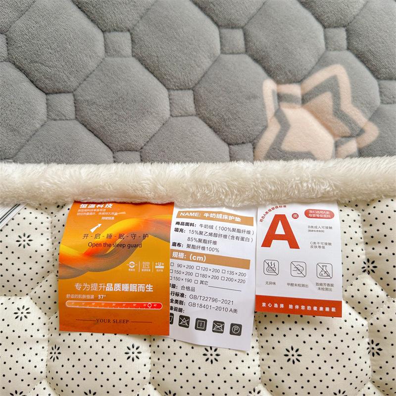 Milk Velvet Mattress Topper Warm Quilted Bed Sheet for Winter Warm Thin Tatami Mat Pad Mattress Protector Cover for Double Beds