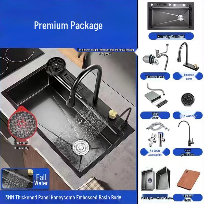 TLXT Flying Rain Waterfall Kitchen Sink Set