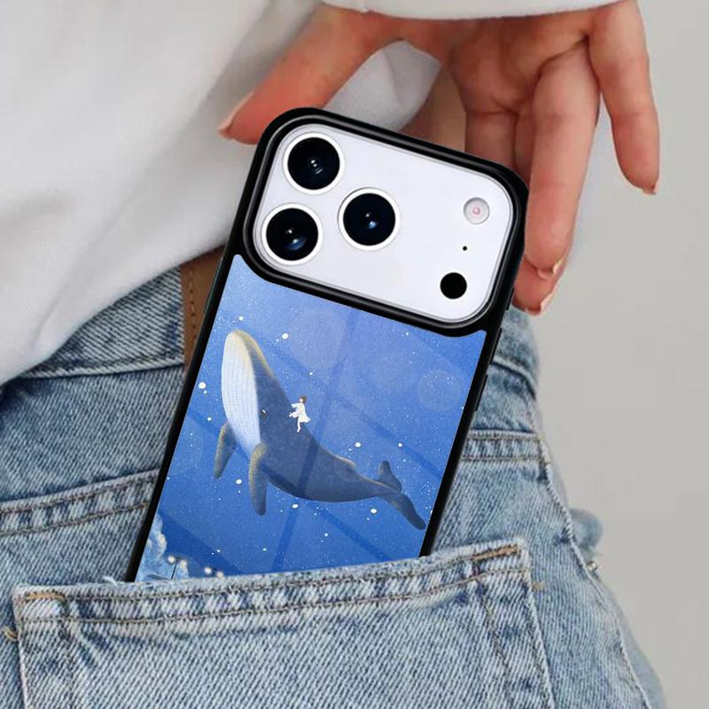 Beautiful Blue Whale Painting Soft Phone Case for iPhone 16e 15 14 13 12 17 Pro Max Plus Air 17pro Cover Coque