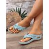 Women's Fashion Slip-On Flip Flops, Floral Decor Flat Sandals, Comfort PU Sole Casual Shoes for All Seasons