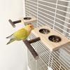 Wood Bird Standing Perch Birdcage Feeder Bowl Parrots Cage Entertainment Parrots Stand Perch Food Water Feeding Bowl