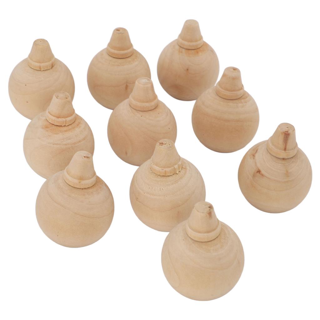 10PCS Unfinished Ball Ornaments Wooden DIY Unfinished Xmas Tree Hanging Balls Embellishments for