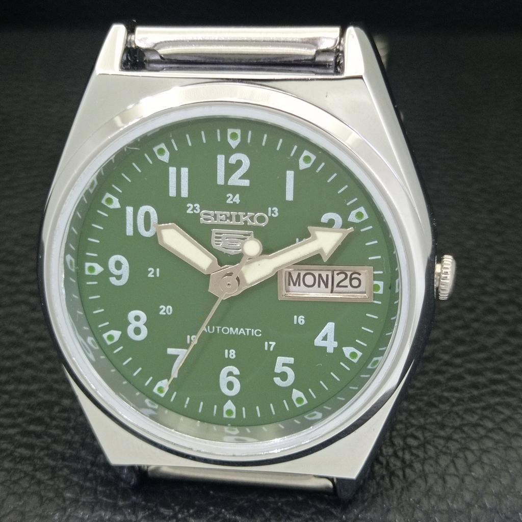 SEIKO 5 AUTOMATIC 6309A VINTAGE REFURBISHED JAPAN MENS GREEN WATCH a441746-1