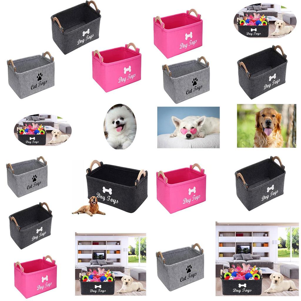 Aufbewahrungsbox aus Filz mit Holzgriff Großer quadratischer Aufbewahrungsbehälter für Haustierspielzeug