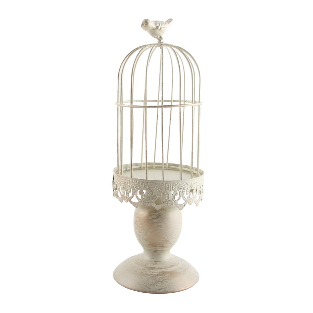 Candle Holder White Vintage Bird Cage Type Carved Candlelight Stand Table Decoration for Banquet Dinning Party