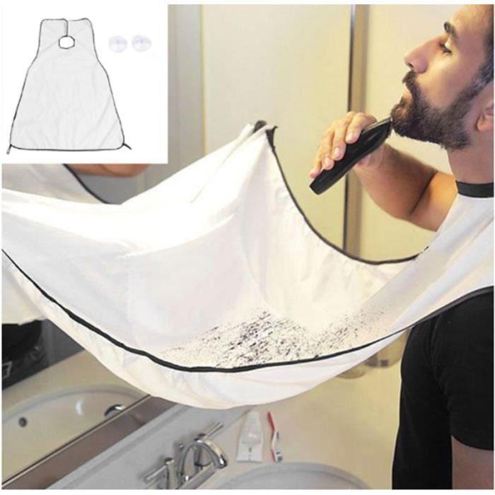 

Tablier à barbe, Cape de Barbier avec ventouse - poils pour un rasage facile, Le cadeau ideal pour votre homme barbu (Блан)