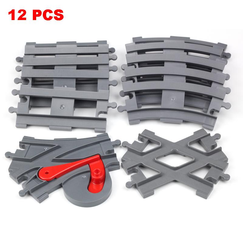 Non-Toxic Rail Transport Big Size Building Blocks Creative Track Accessories Assemble Toys For Children Bricks Compatible City Train Set