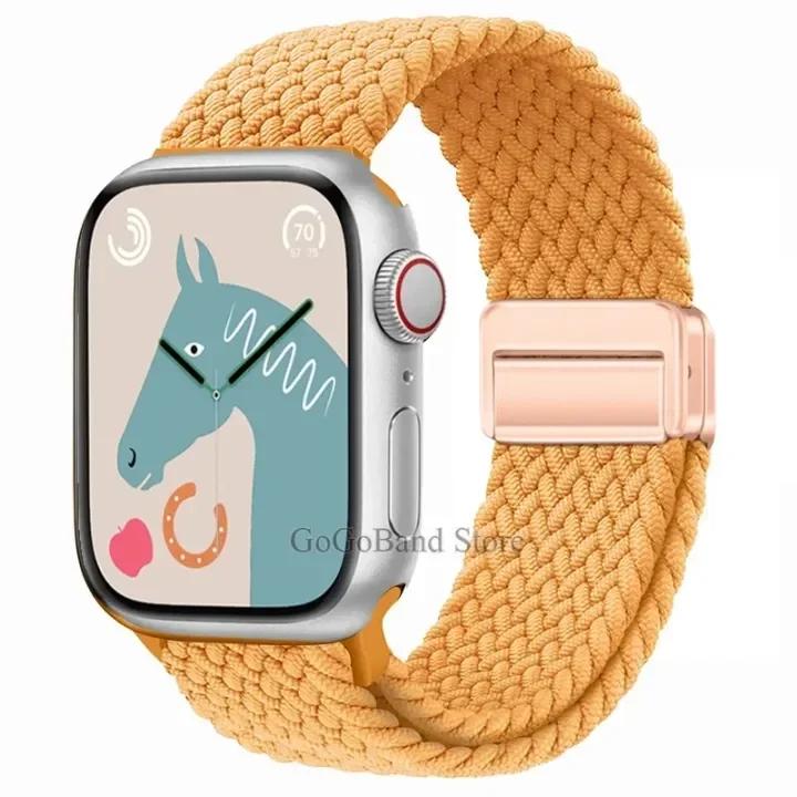 Nylon Band For Apple Watch Strap 44mm 40mm 45mm 46mm 49mm 41mm 38 Magnetic Braided Bracelet iWatch Series Se 7 6 8 9 10 Ultra 2