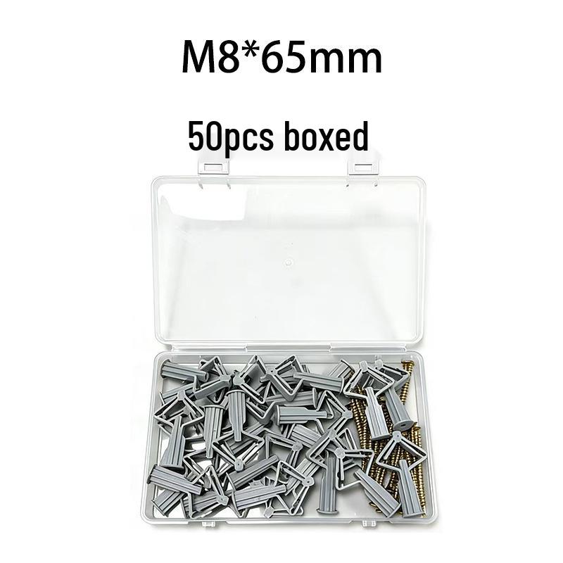 50pcs Boxed Butterfly Expansion Tubes with Self-Drilling Screws for Drywall Anchors