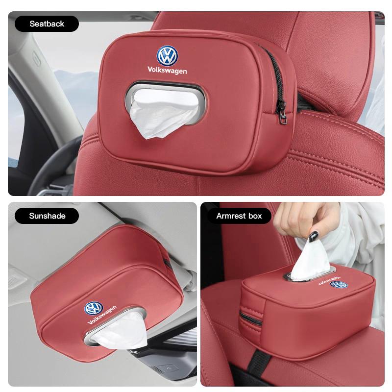 Valve Stems Caps Leather Car Tissue Box Sun Visor Seat Back Hanging Bag Accessories For Volkswagen VW RLine R GTI Golf Amarok Ph zg1