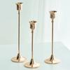 3pc Candlestick Holders Kit Brass Gold Candlestick Set Candle Holders Decorative Candlestick Stand for Wedding Party Dinning