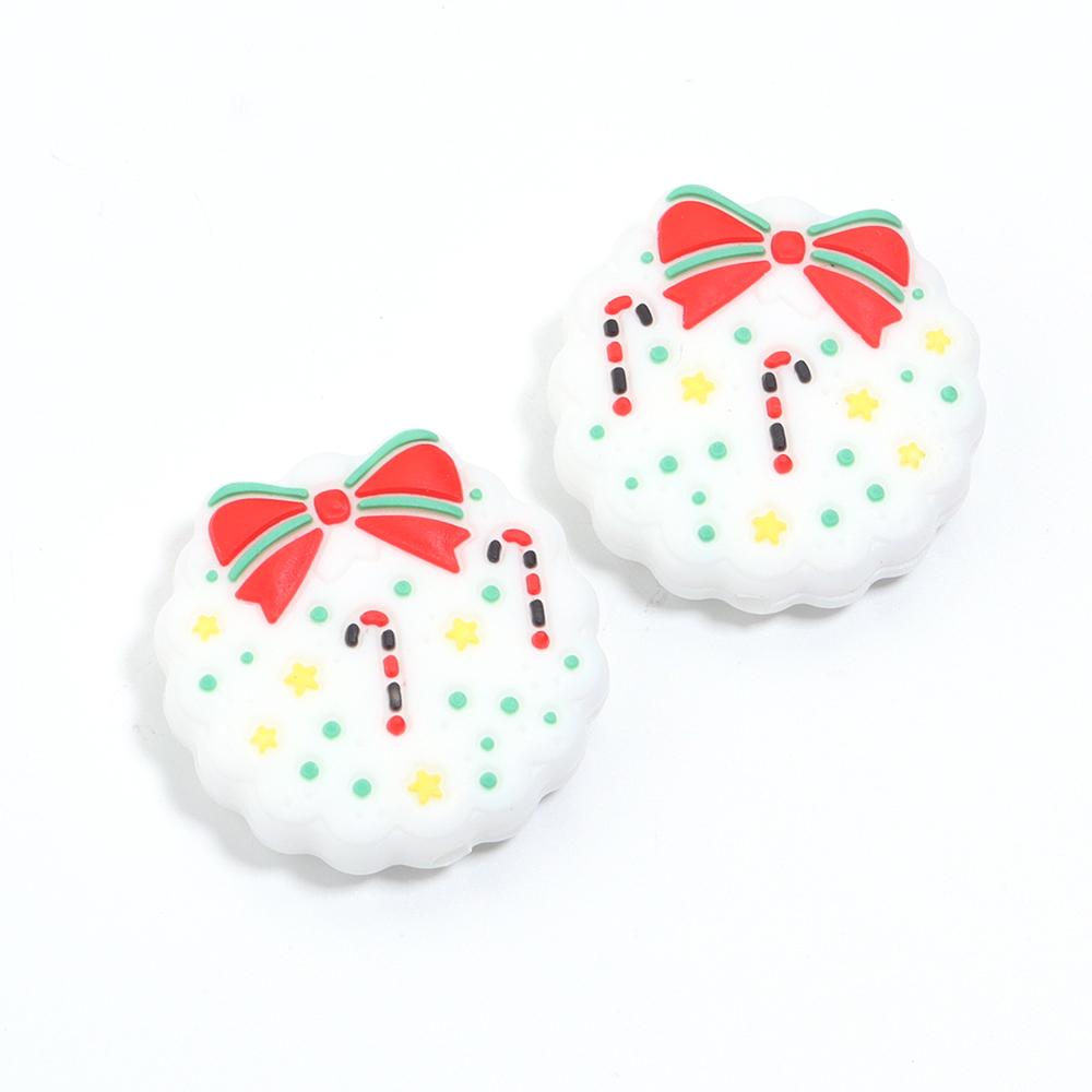 2pcs Silicone Beads Lovely Christmas Series Santa Reindeer Snowman Tree Loose Beads For Jewelry Making DIY Christmas Gifts Decor