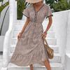 New summer women's short-sleeved leopard print medium and long dress