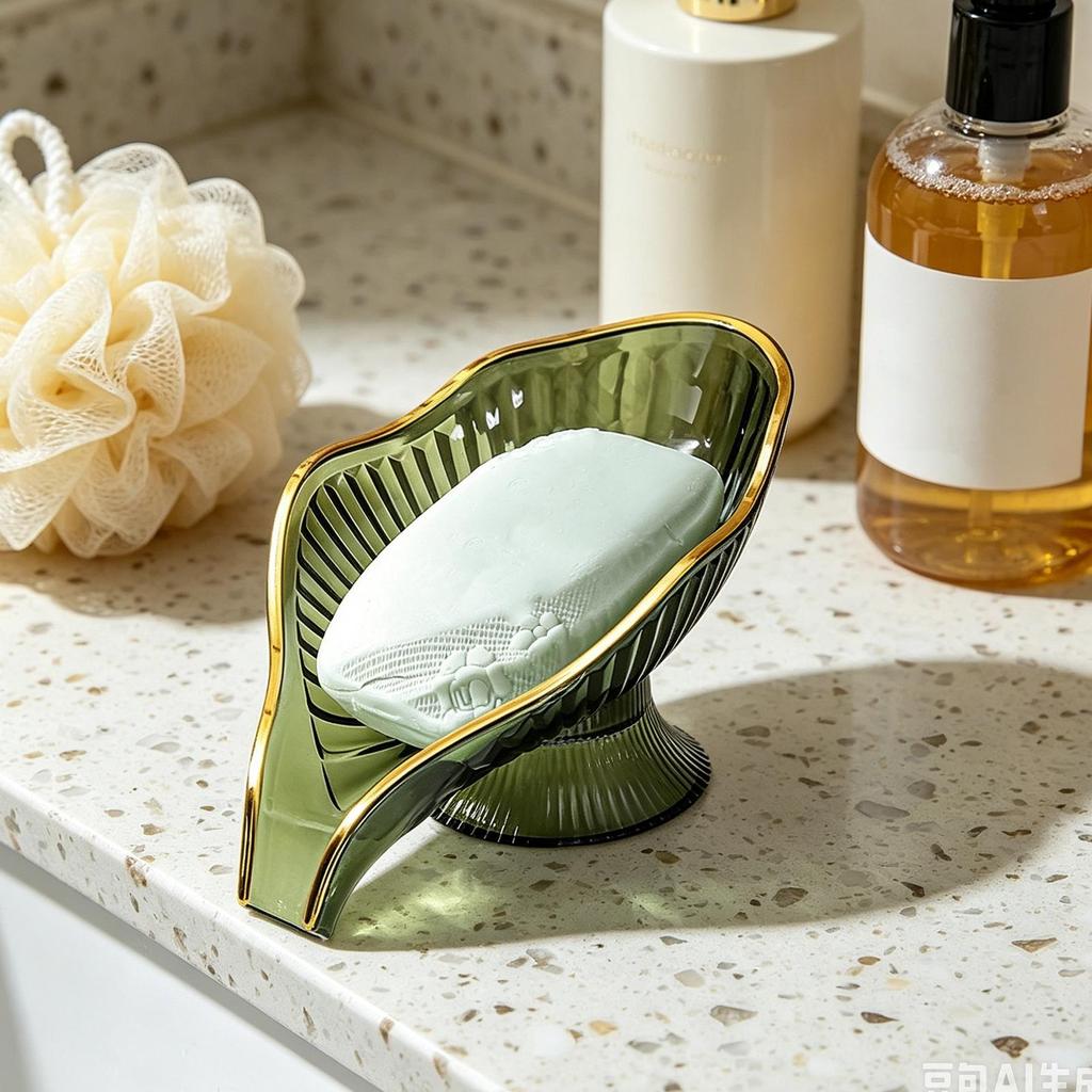 Soap Holder 1PC Drain Soap Box with Suction Cup Decorative Plastic Self Draining Bathroom Soap Tray Bathroom Organizers Storage