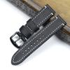 18 19 20 21 22mm Soft Black with White Red Stitches Genuine Leather Watchband For Samsung S2 S3 Military Big Pilot  Watch Strap