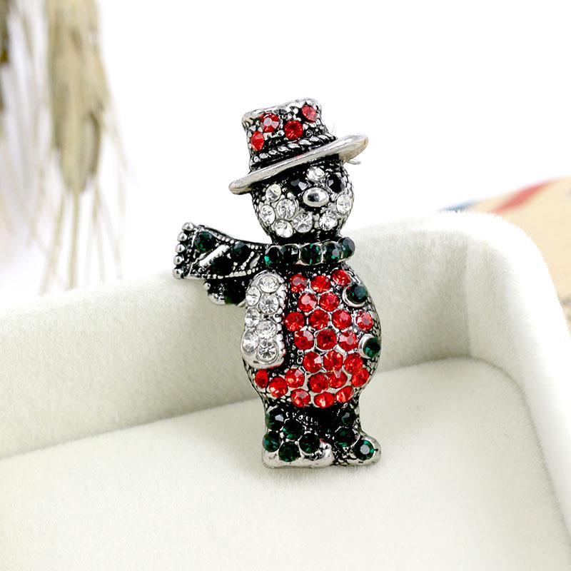 Creative cartoon character rhinestone brooch - vintage christmas pin
