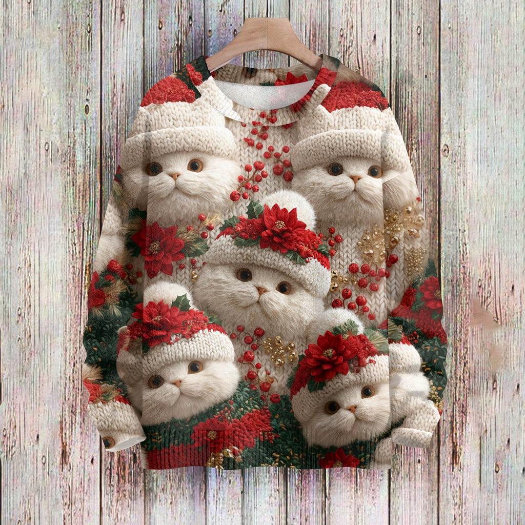 Χριστουγεννιάτικα Φούτερ Γυναικεία Πλεκτά Πουλόβερ Χαριτωμένα Πουκάμισα Φθινοπωρινά μπλουζάκια με λαιμόκοψη