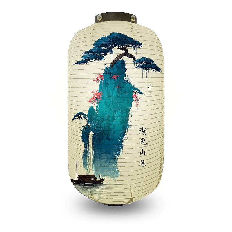 Chinese Pine Tree Scenery Pattern Lantern Outdoor Traditional Cylinder Lantern Wedding New Year Festival Decoration Lantern