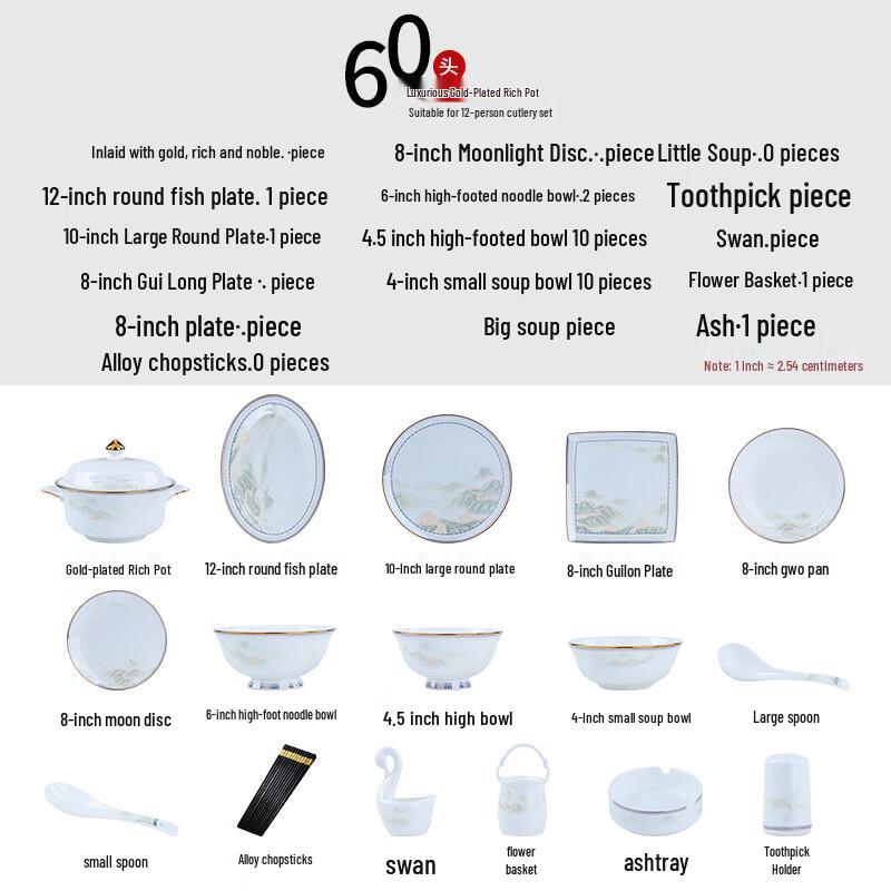 

ZISIZ Jingdezhen Bone China Dinnerware Set