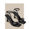 High heels high heels sandals women's word with French 2024 spring summer autumn square heel fashion versatile