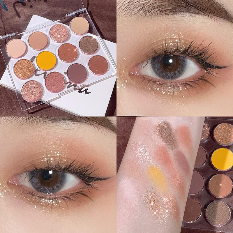 Sheer 12 Color Magic Eyeshadow Palette Pearl Matte Milk Tea Earth Color High Pigmentation
