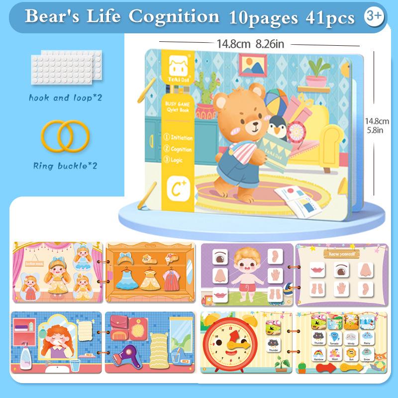 Cicha książeczka dla niemowląt: Karty na rzepy do ciągnięcia i przyklejania do wczesnej edukacji i przedszkola