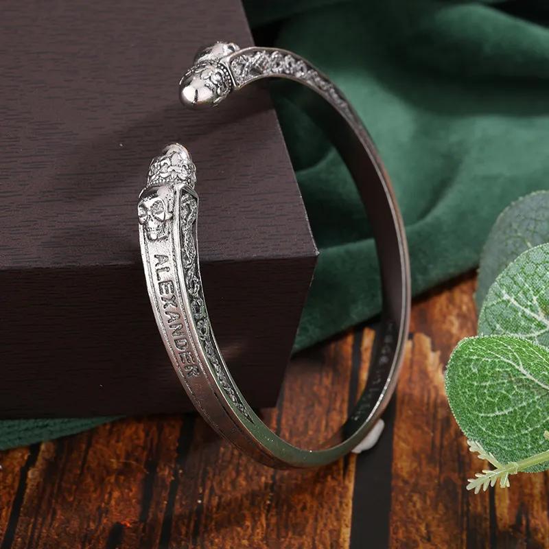 

Hip Hop Skull Bracelet Snake Totem Retro Open Bracelet Couple Style Bracelet one size(17-22cm)