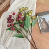 Artificial Fruits Branch for Vase, Realistic Simulation Fake Berries Stem with Leaves for Home Kitchen, Wedding, Party Decoration
