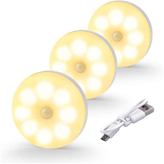 

Светильник ночник с датчиком движения для лестницы, светодиодный, перезаряжаемый, для шкафа, кухни, 3 белых света 3 Warm