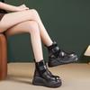 Women's Retro Genuine Leather Martin Boots - Height-Increasing, Thick Sole Ankle Boots for Autumn/Winter, British Style.
