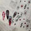Dark Blood-Colored Spider Demon Eye Nail Stickers Gothic Red and Black Thorn Cross Cobweb Grunge Self-Adhesive Nail Decals