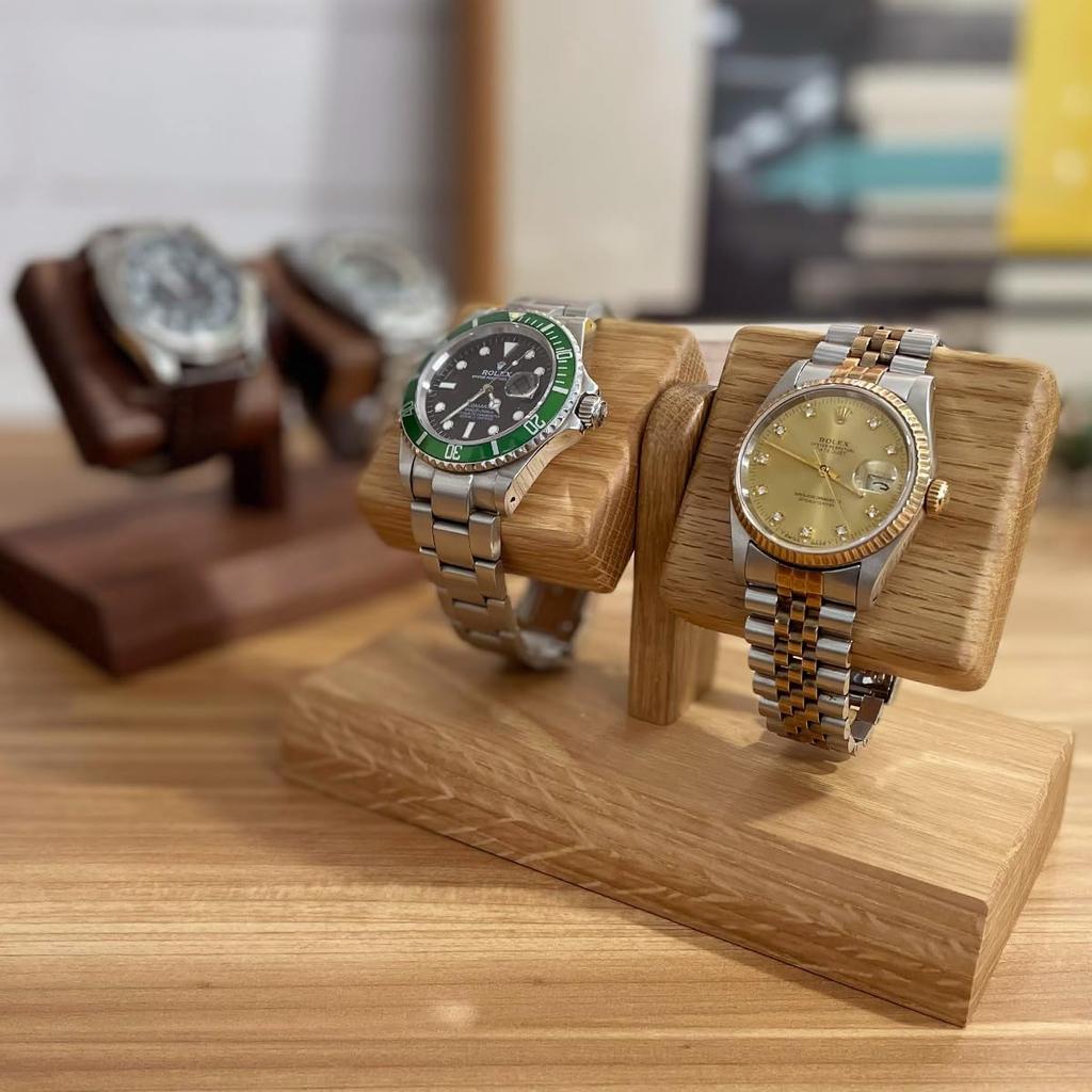 IGIMI Watch Made in Adjustable Holds 2 XX99020205007 Stand, Japan, Wooden, Angle, Watches, Walnut,