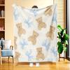 A Teddy Bear And Bow Fleece Blanket, Featuring High-Definition Digital Printing, Suitable for All Seasons, Cooling Blanket, Made of 100% Soft And Skin